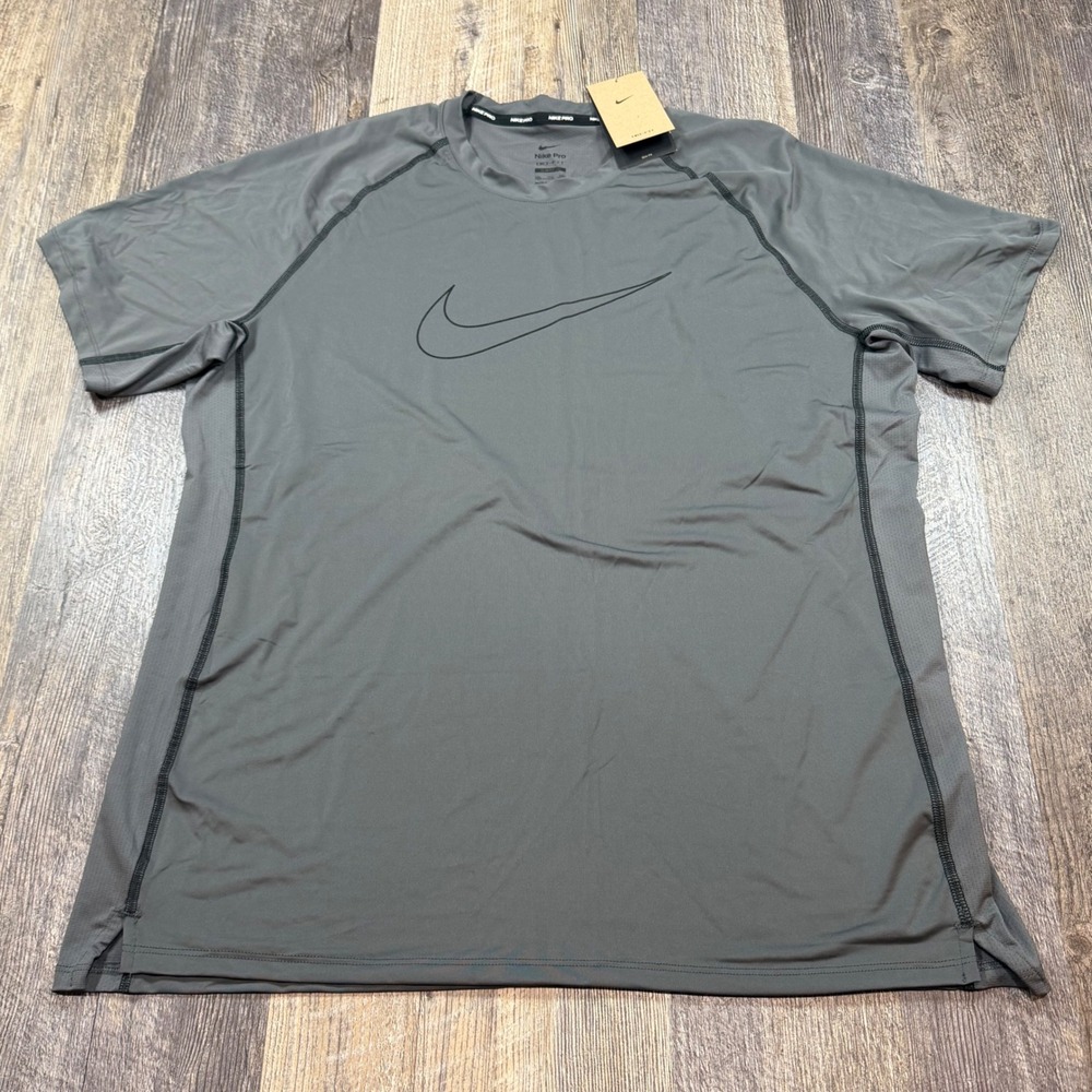 Nike Pro Dri-FIT Mens XXL Slim Fit Training T-Shirt Gray DD1982 NWT Tee 2XL